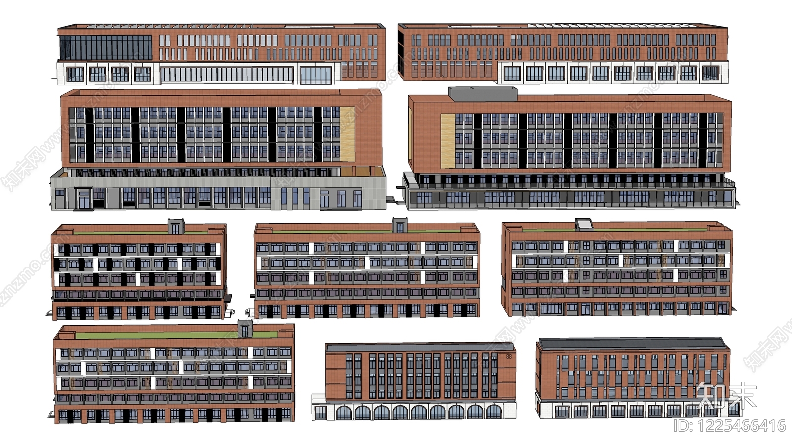 现代主义学校建筑SU模型下载【ID:1225466416】