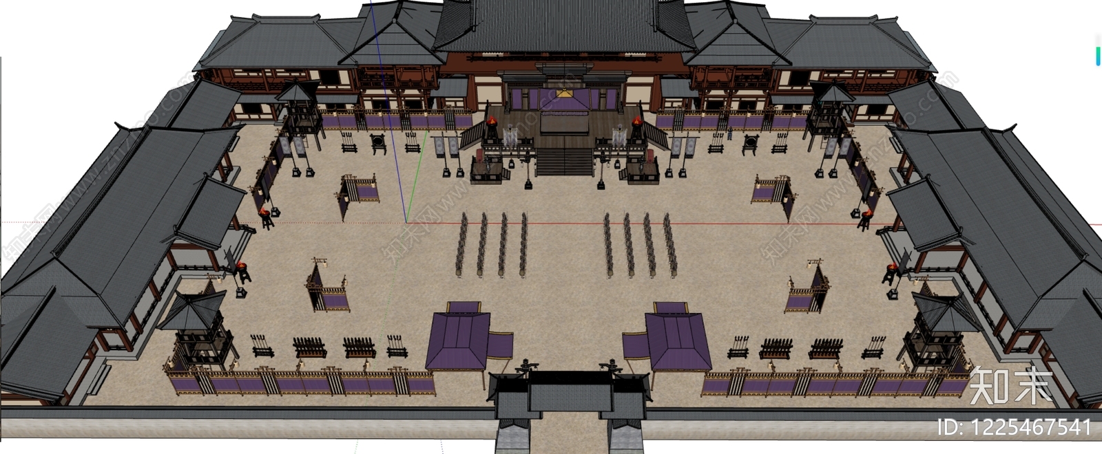 中式古建古建筑SU模型下载【ID:1225467541】
