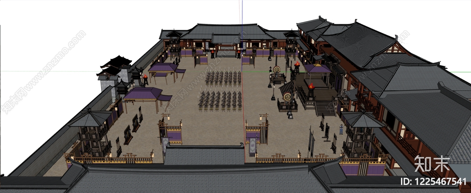 中式古建古建筑SU模型下载【ID:1225467541】