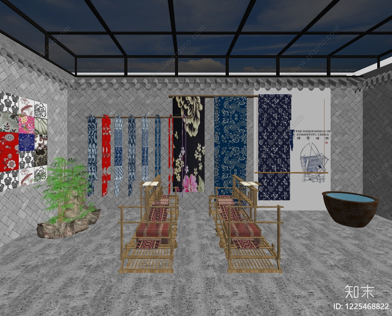 新中式非遗展厅SU模型下载【ID:1225468822】