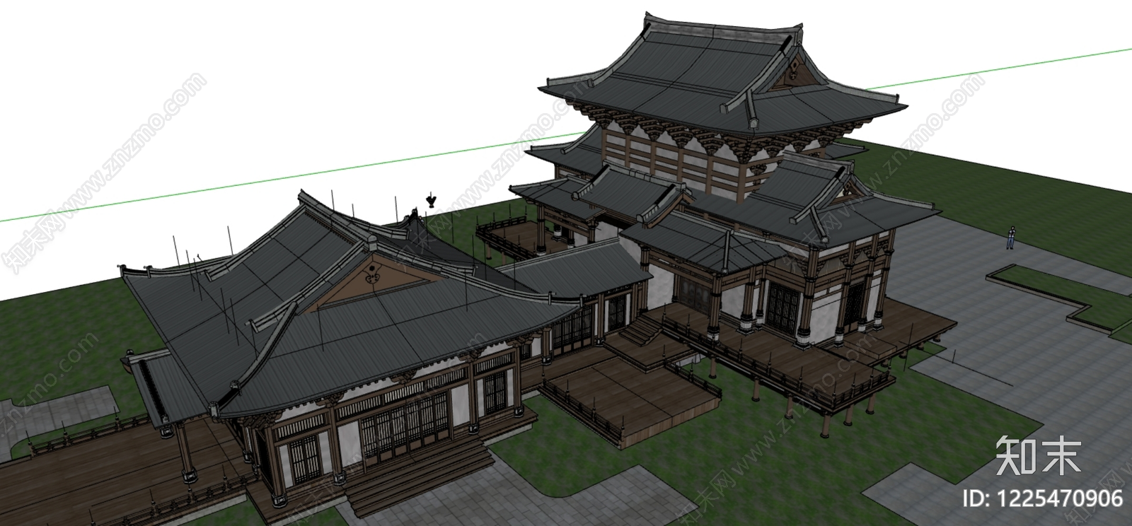 中式古建筑SU模型下载【ID:1225470906】