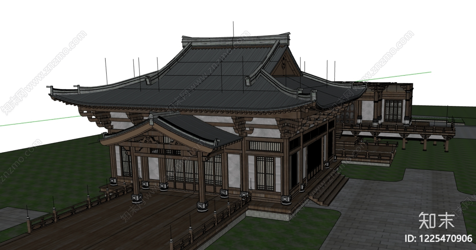中式古建筑SU模型下载【ID:1225470906】
