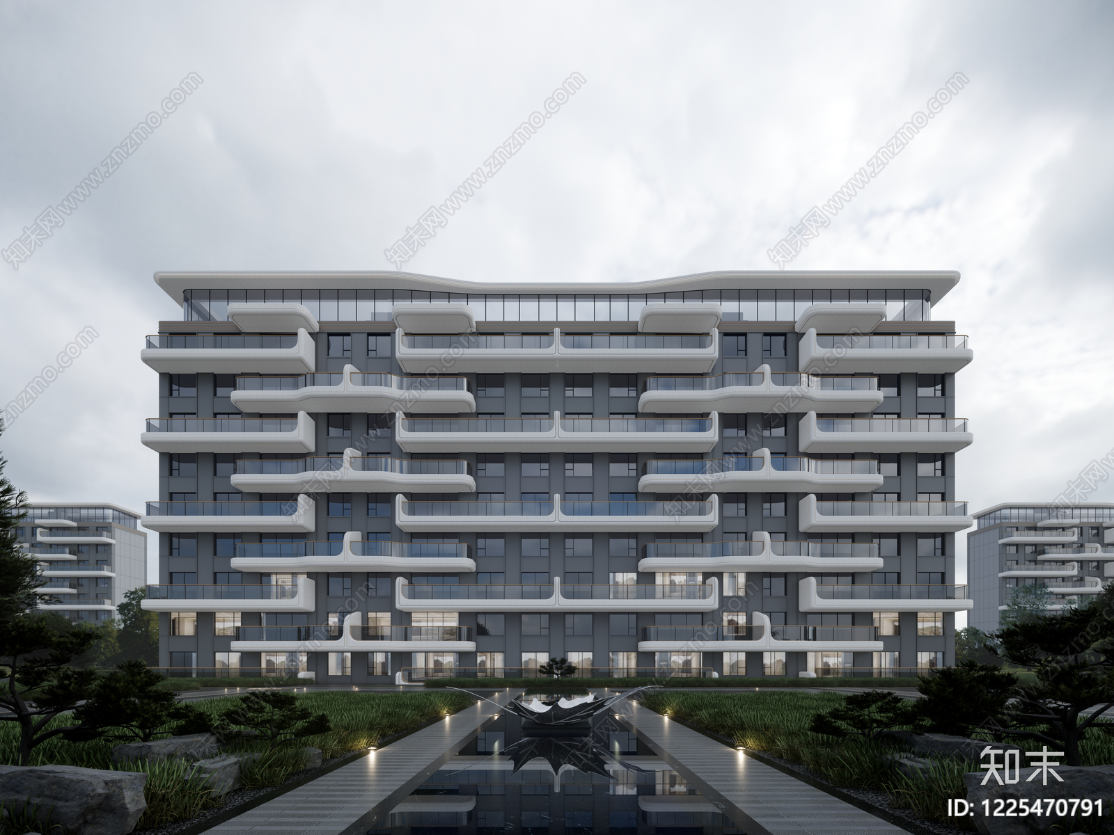 现代主义多层住宅SU模型下载【ID:1225470791】
