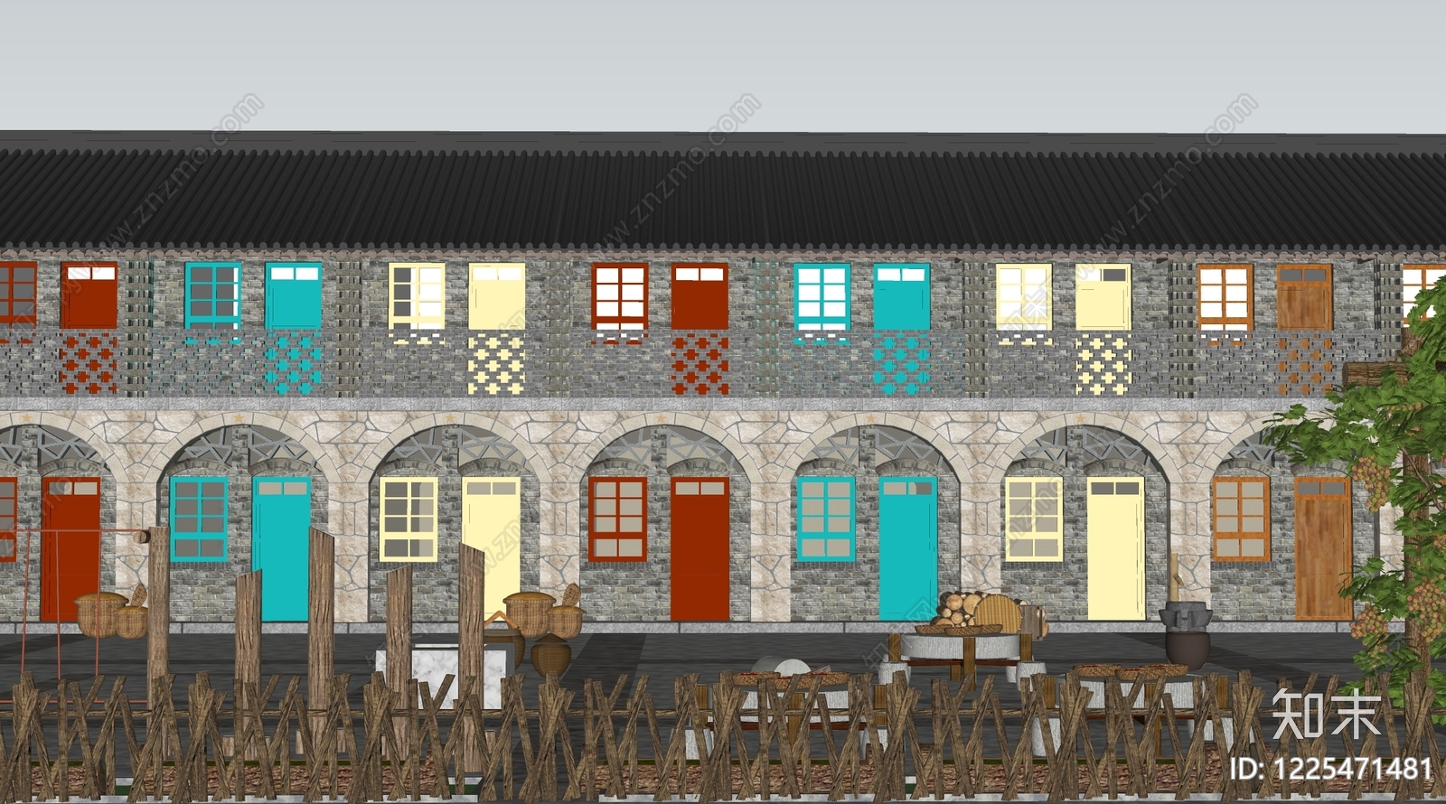 民俗建筑SU模型下载【ID:1225471481】