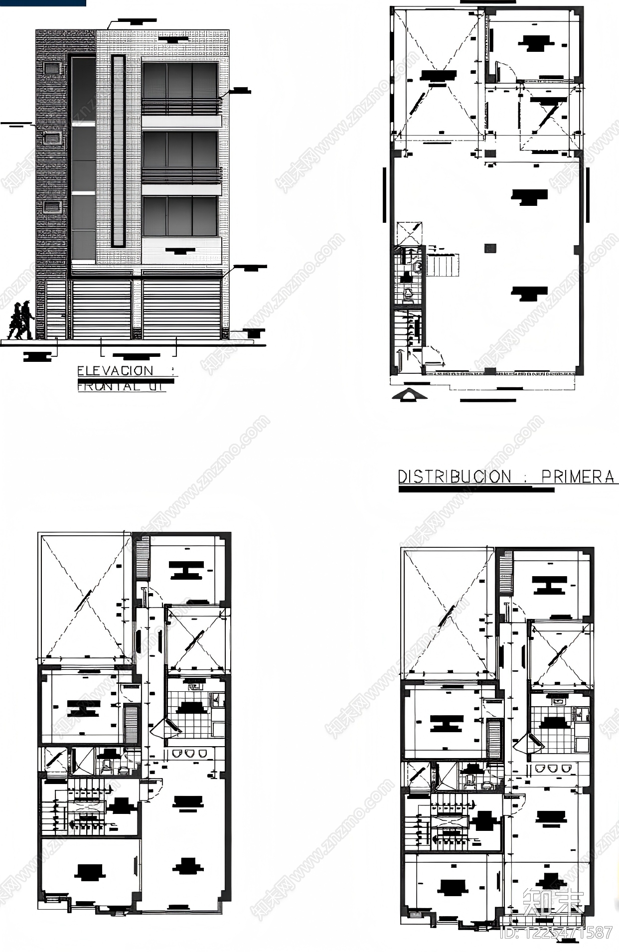 多层住宅cad施工图下载【ID:1225471587】