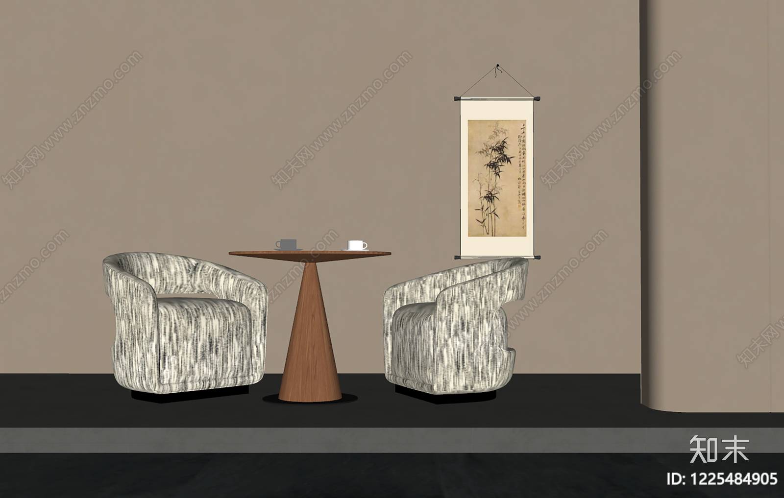 新中式休闲桌椅SU模型下载【ID:1225484905】