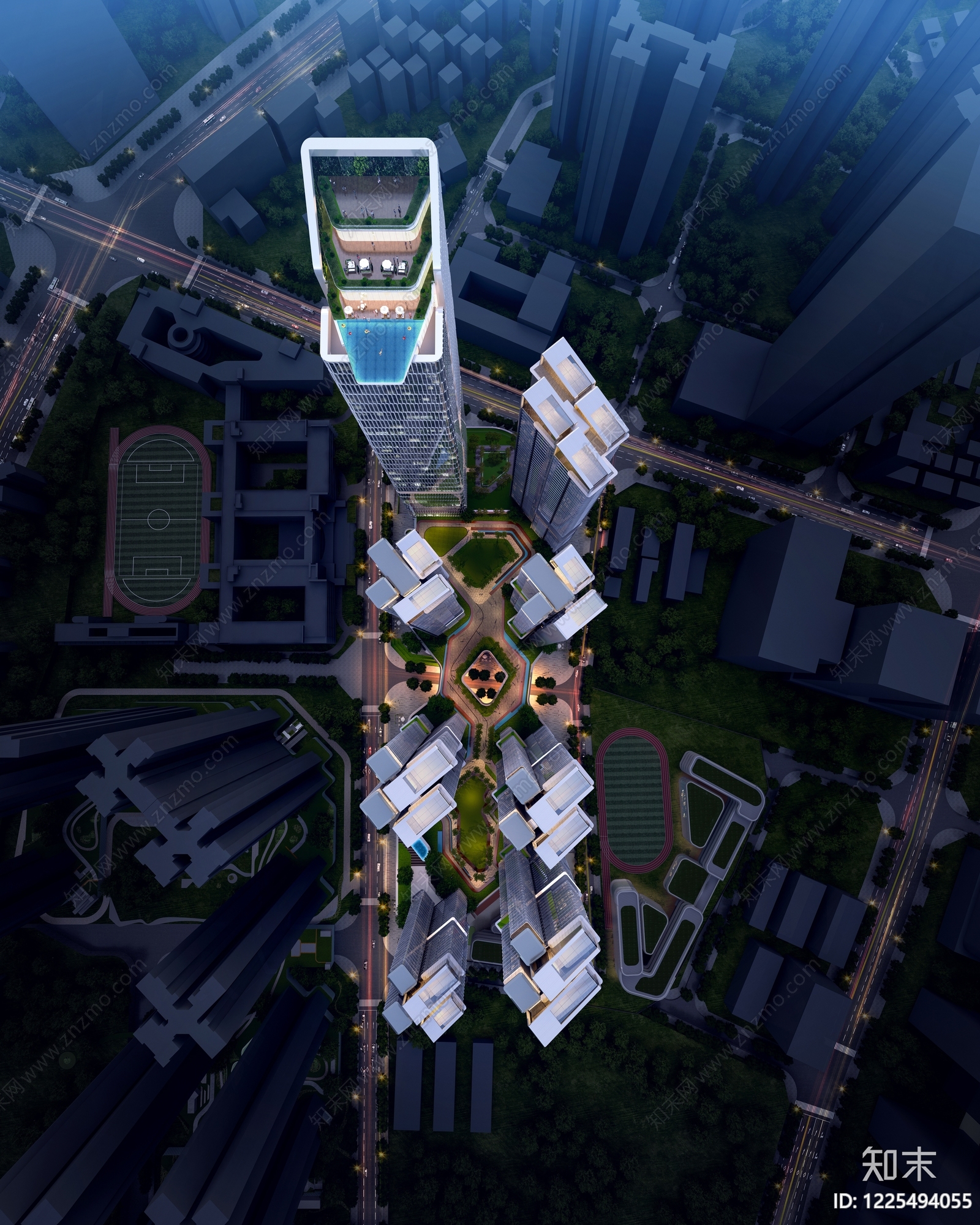 商业综合体景观SU模型下载【ID:1225494055】