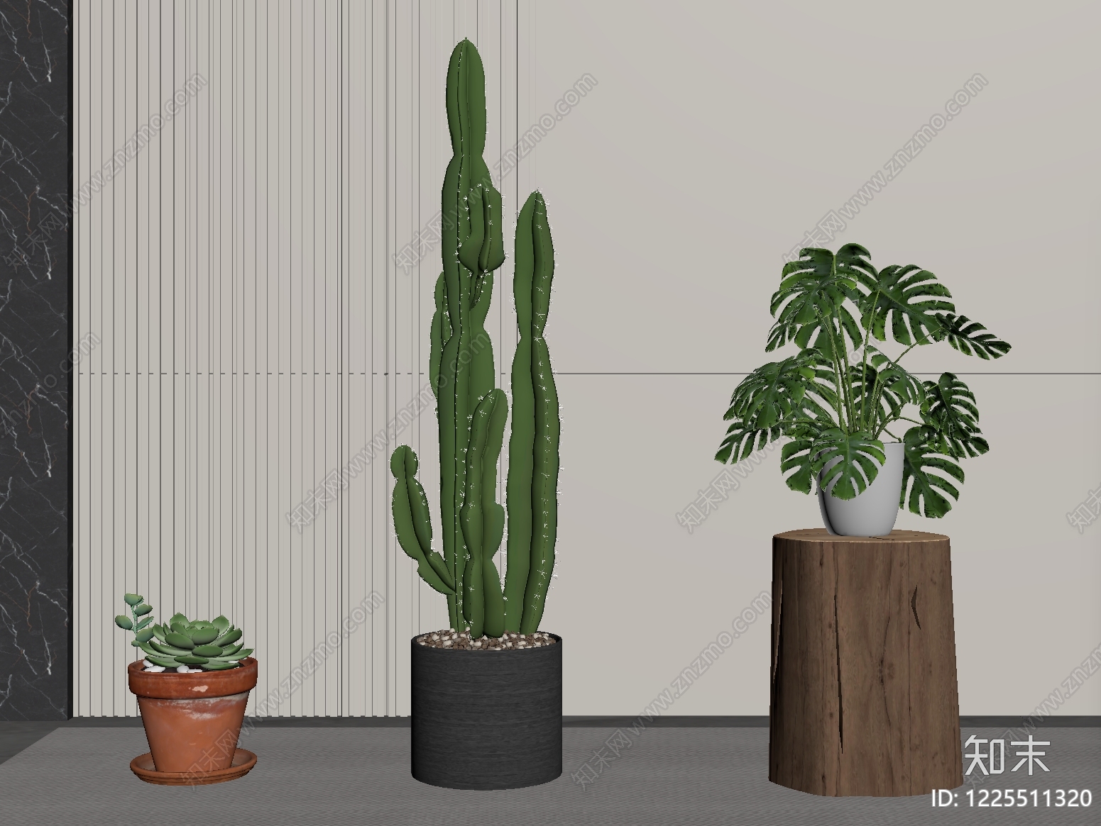 现代简约盆栽SU模型下载【ID:1225511320】