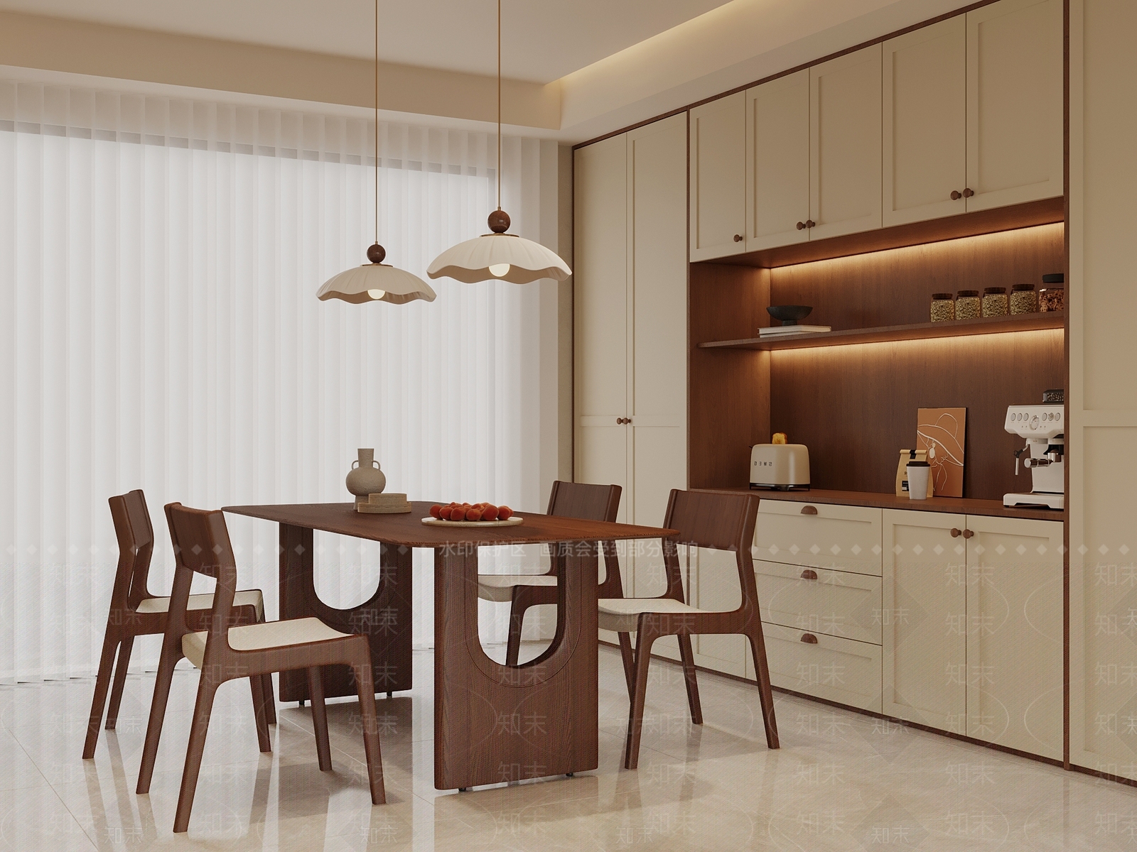 奶油风家居餐厅3D模型下载【ID:1225512209】