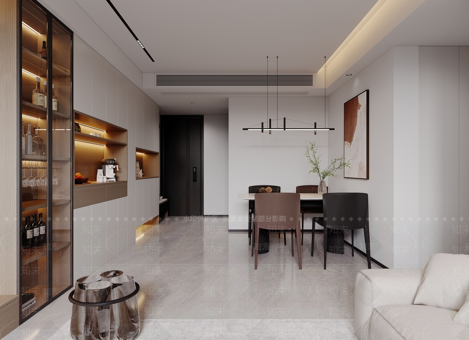 现代简约家居客厅3D模型下载【ID:1225515236】