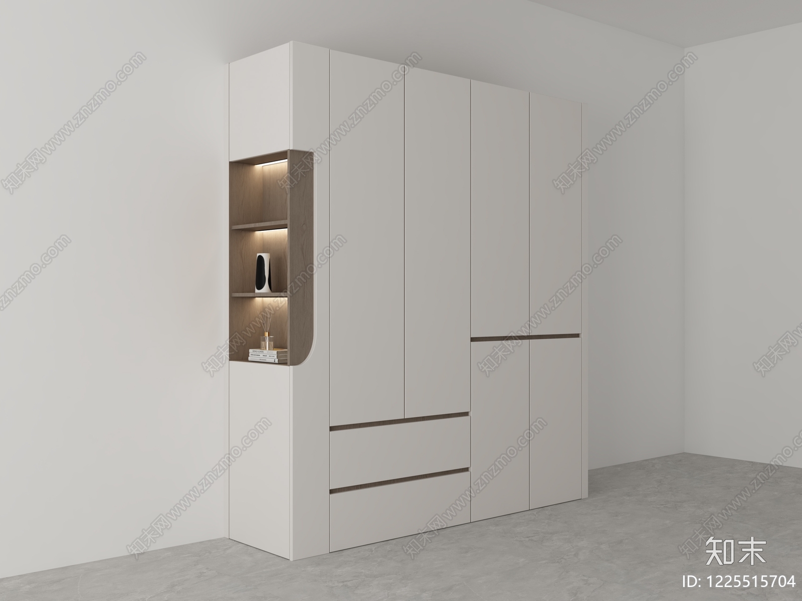 极简衣柜3D模型下载【ID:1225515704】