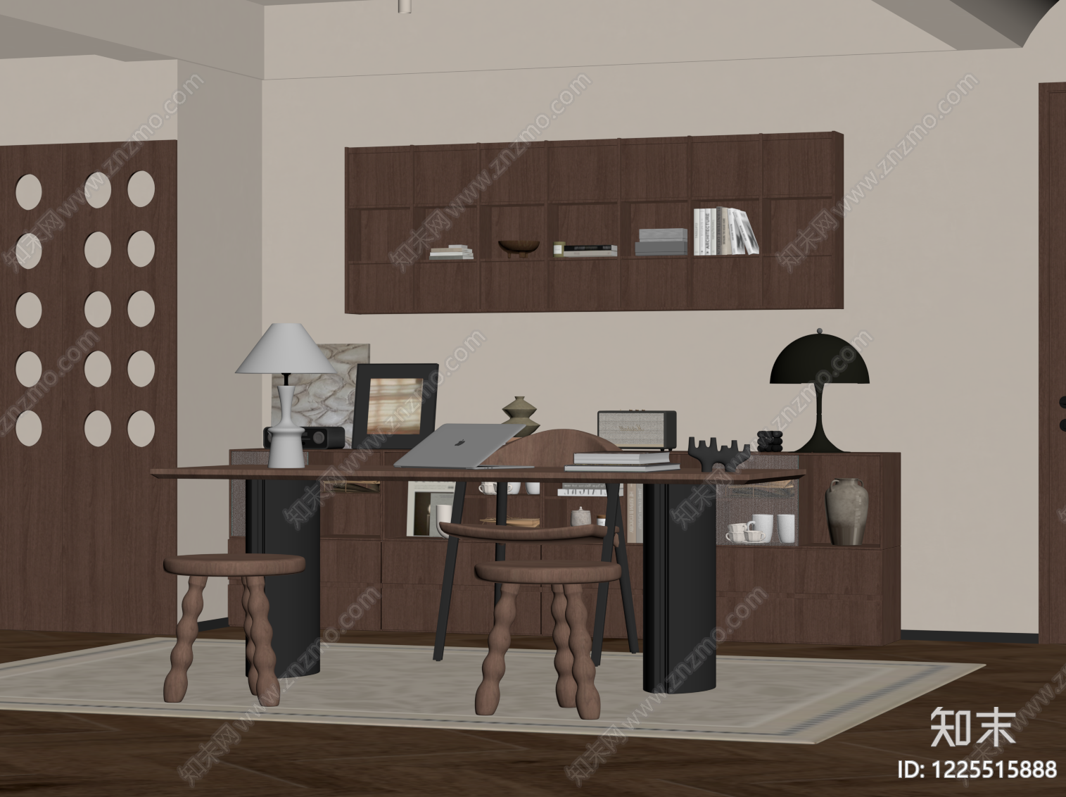 中古风书房SU模型下载【ID:1225515888】