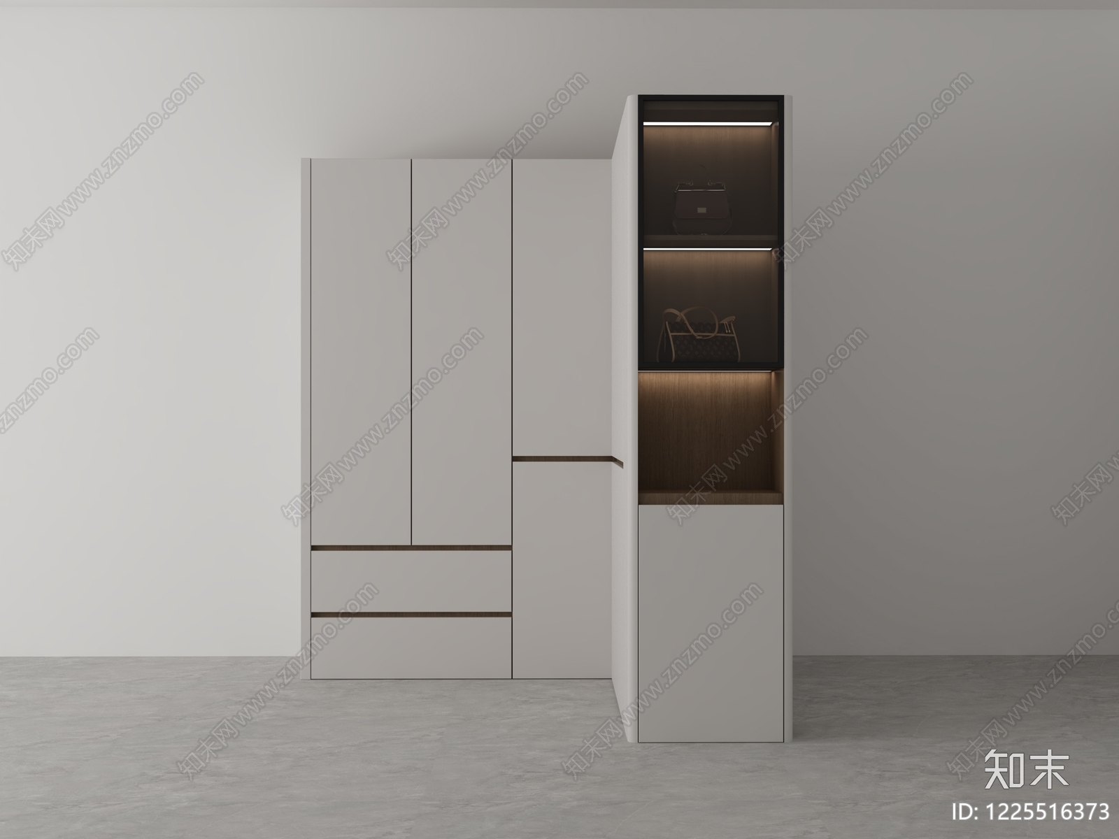 意式极简衣柜3D模型下载【ID:1225516373】