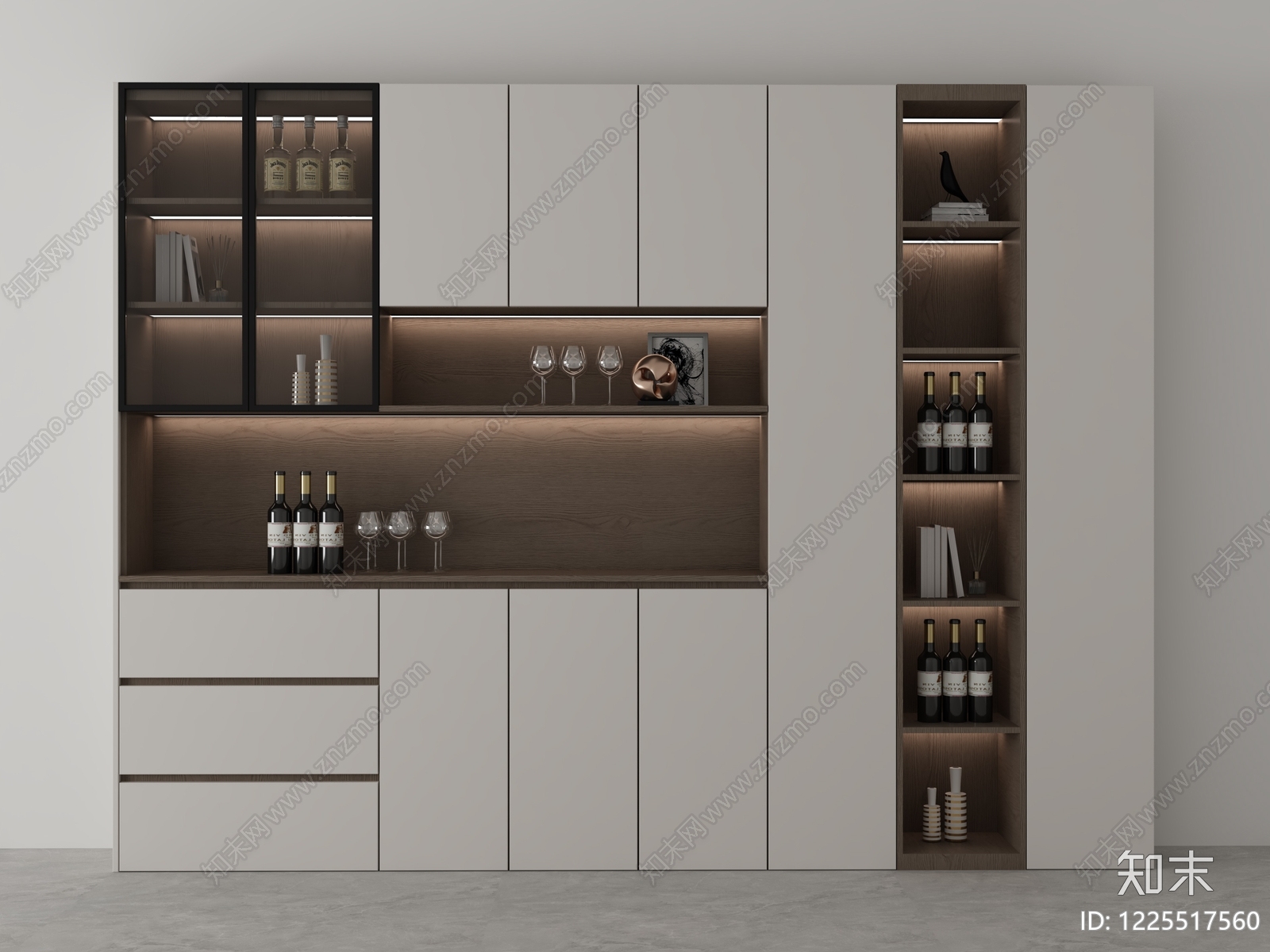现代简约酒柜3D模型下载【ID:1225517560】