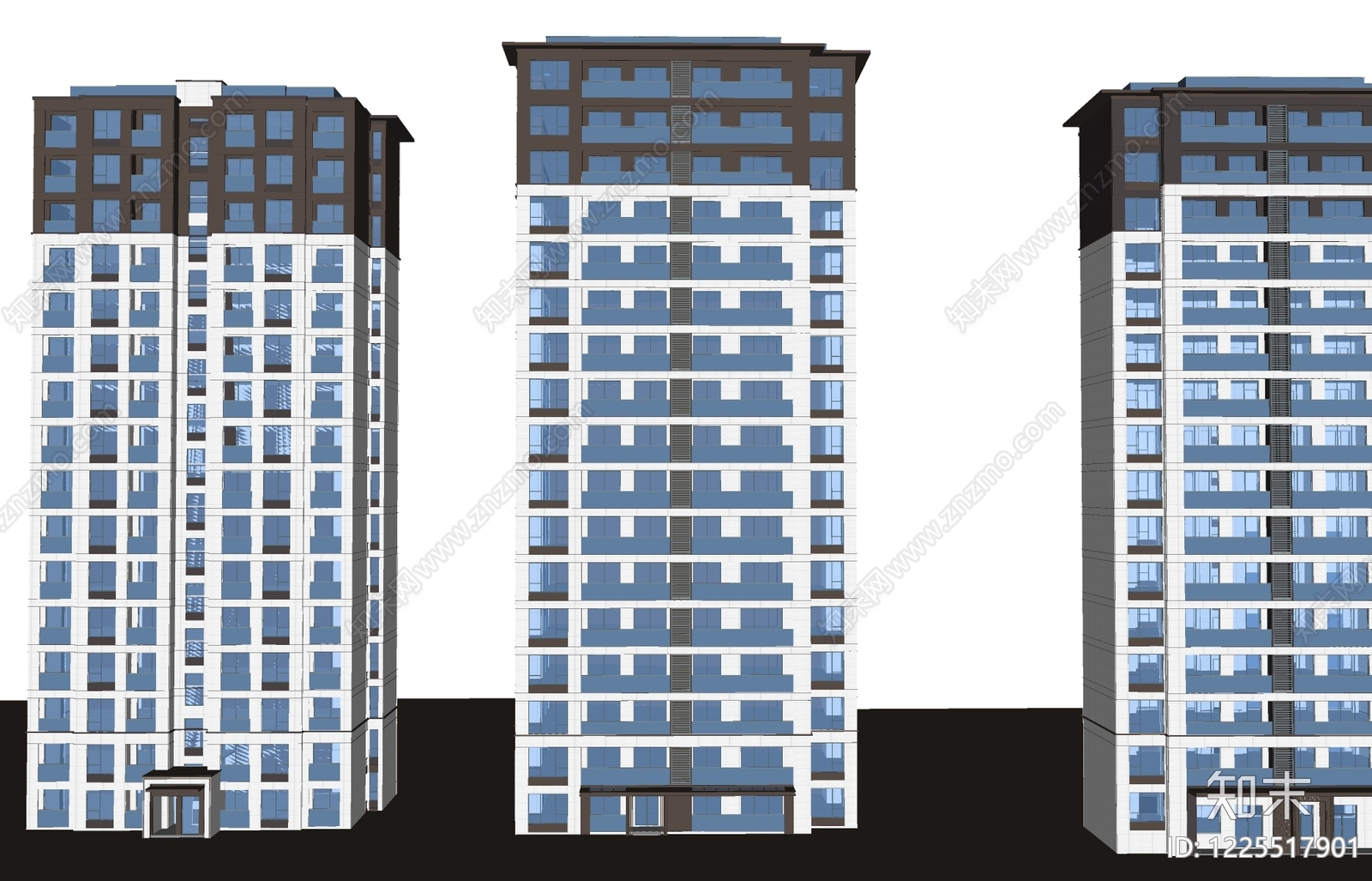 现代主义小高层住宅楼SU模型下载【ID:1225517901】