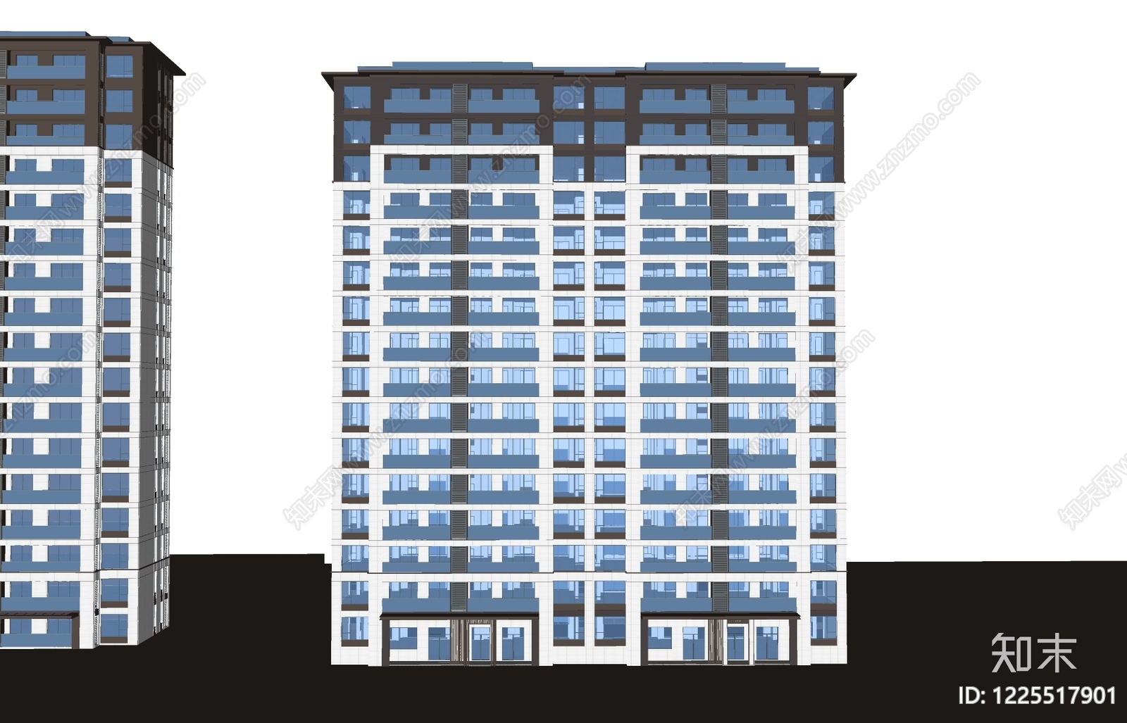 现代主义小高层住宅楼SU模型下载【ID:1225517901】