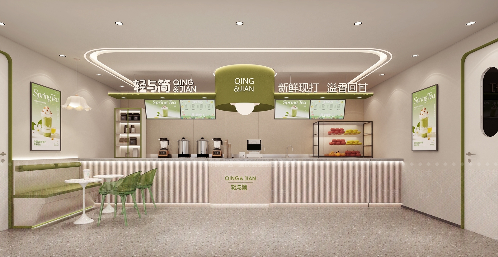 现代简约奶茶店3D模型下载【ID:1225518070】