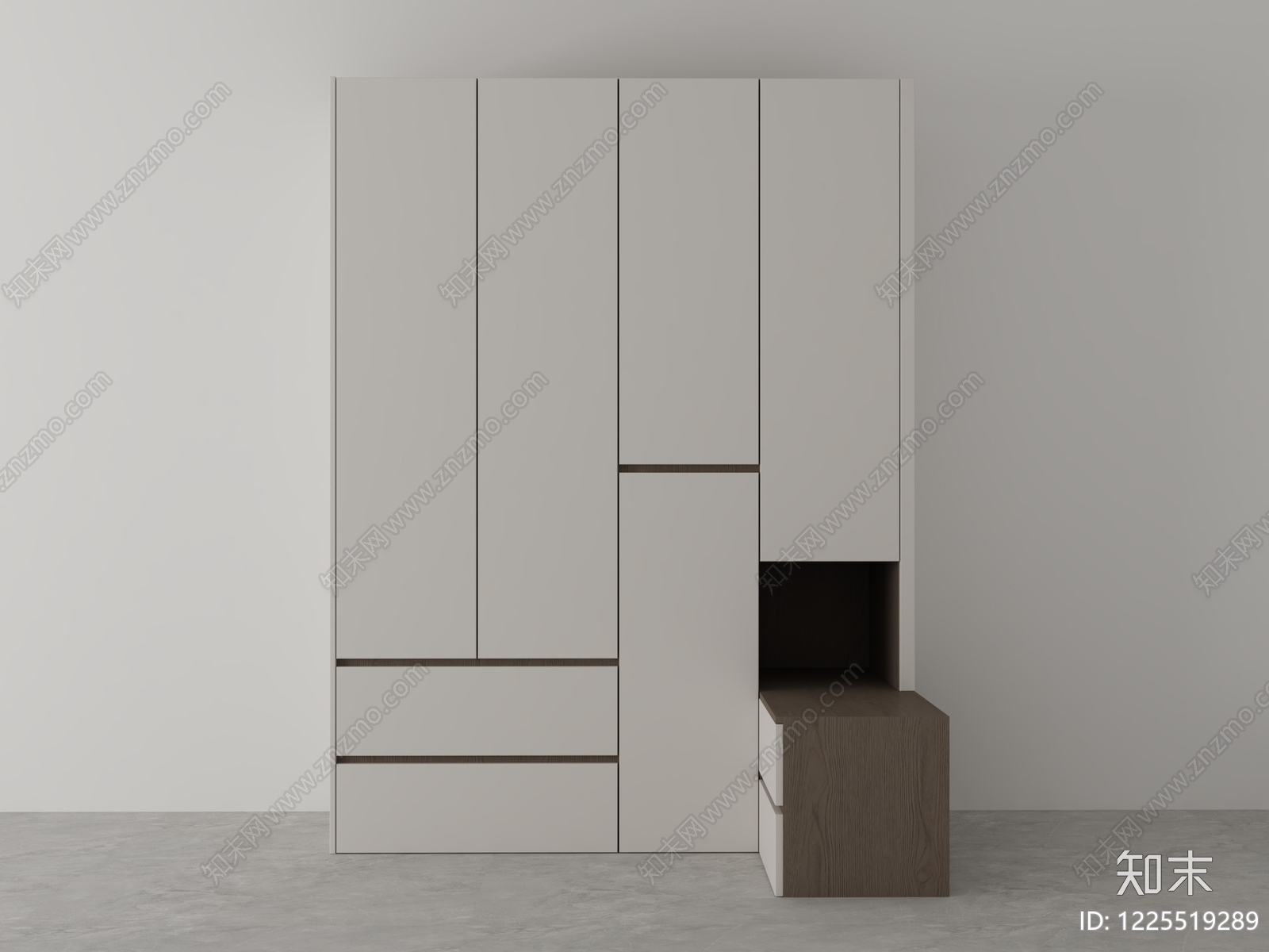 极简衣柜3D模型下载【ID:1225519289】
