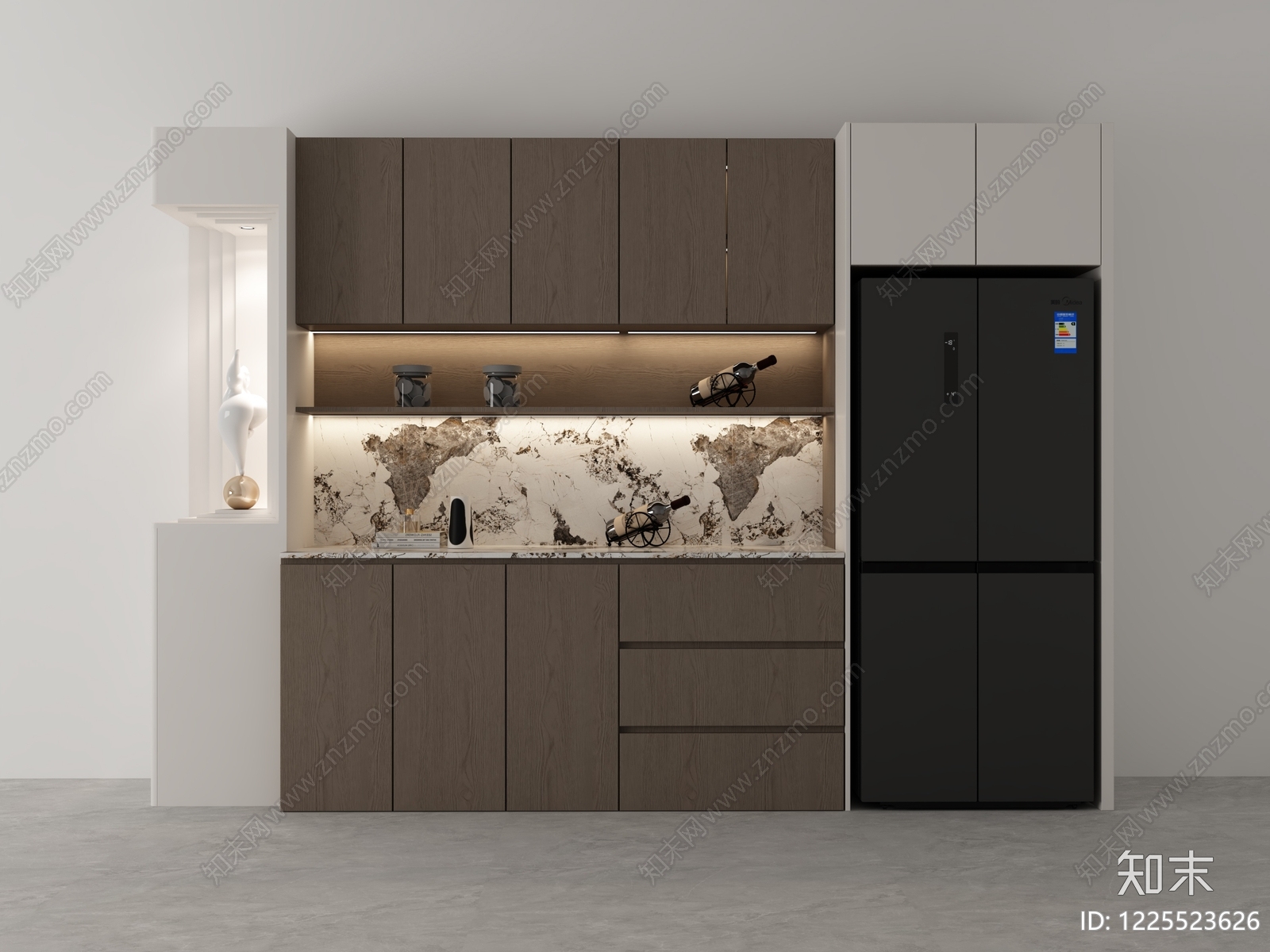 现代简约餐边柜3D模型下载【ID:1225523626】
