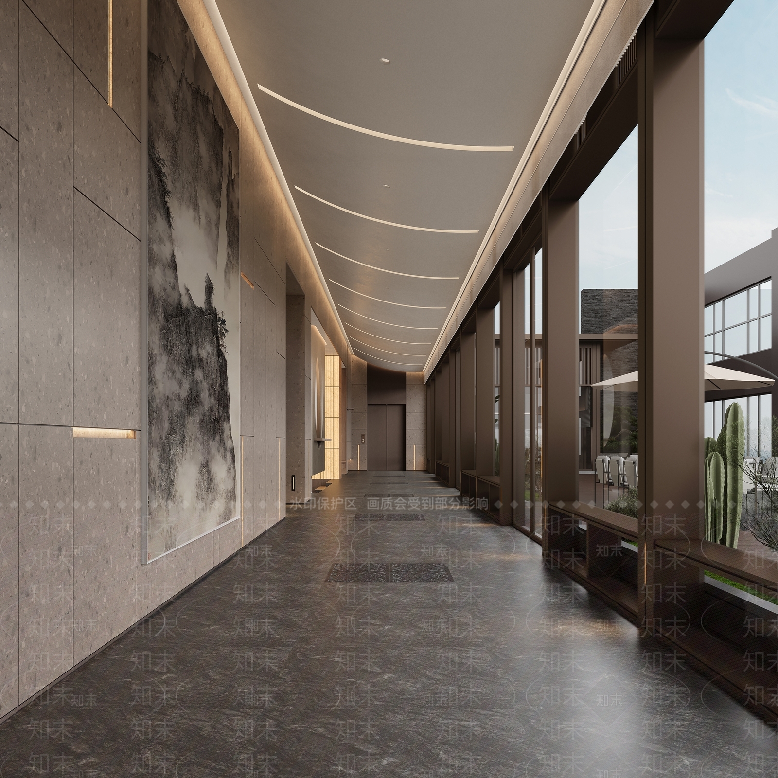 现代酒店走廊3D模型下载【ID:1225525687】