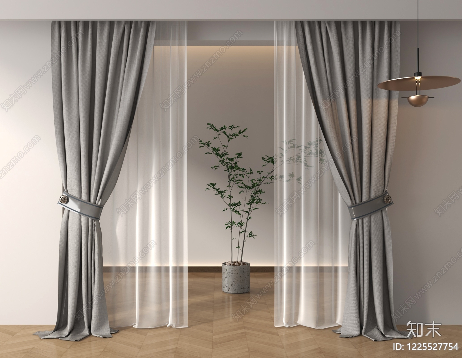 现代简约窗帘SU模型下载【ID:1225527754】