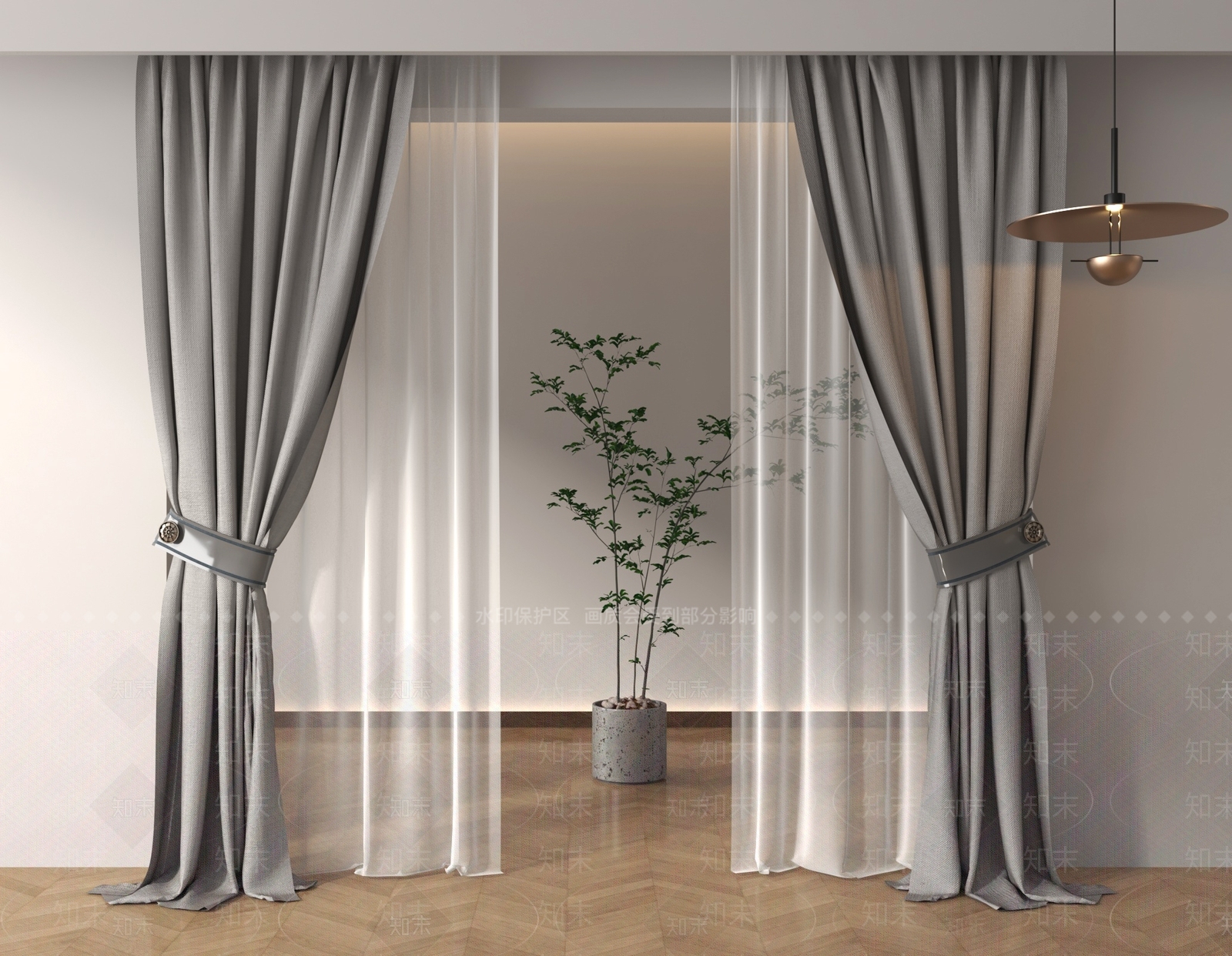 现代简约通用窗帘3D模型下载【ID:1225527798】