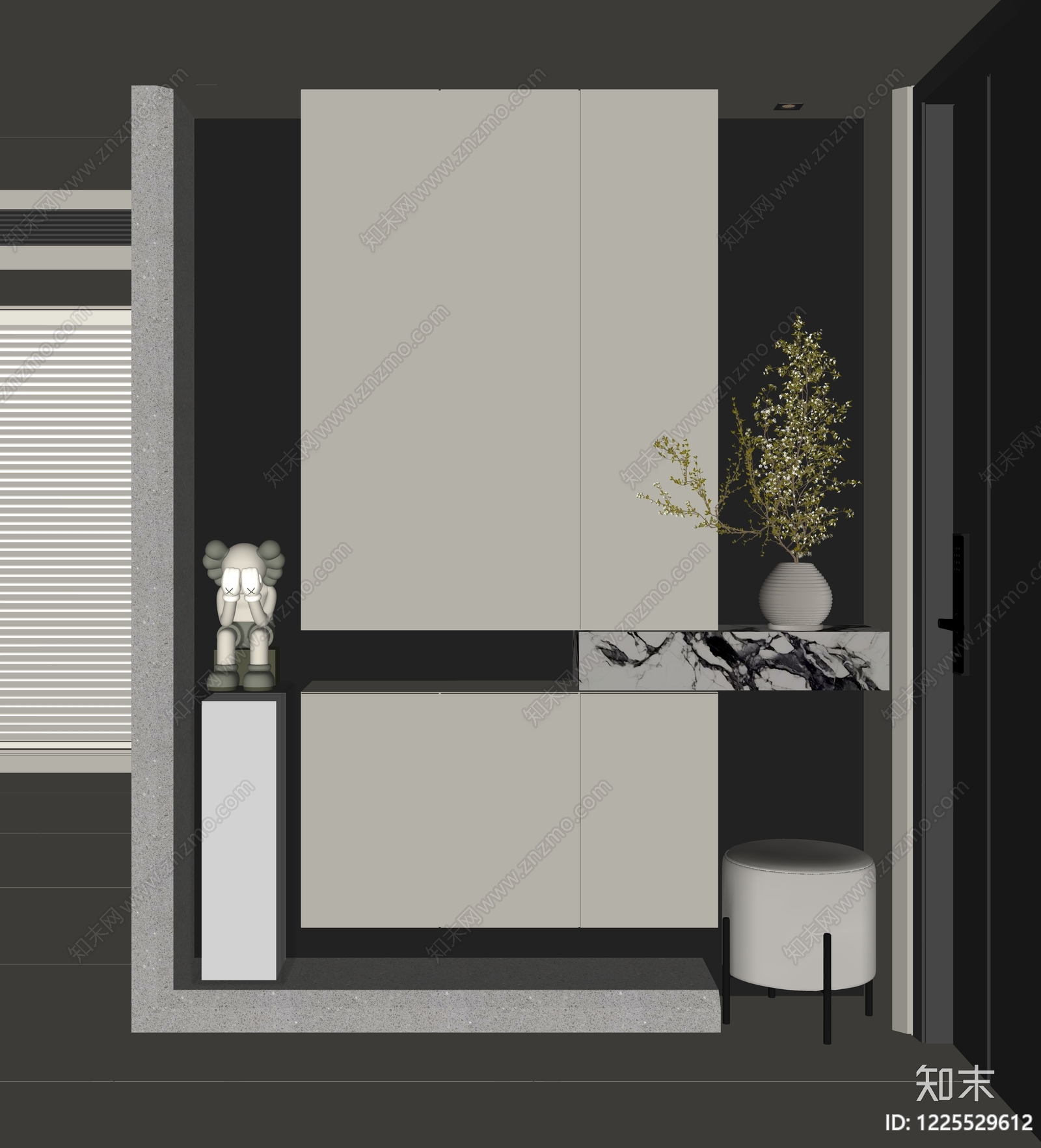 意式极简玄关柜SU模型下载【ID:1225529612】
