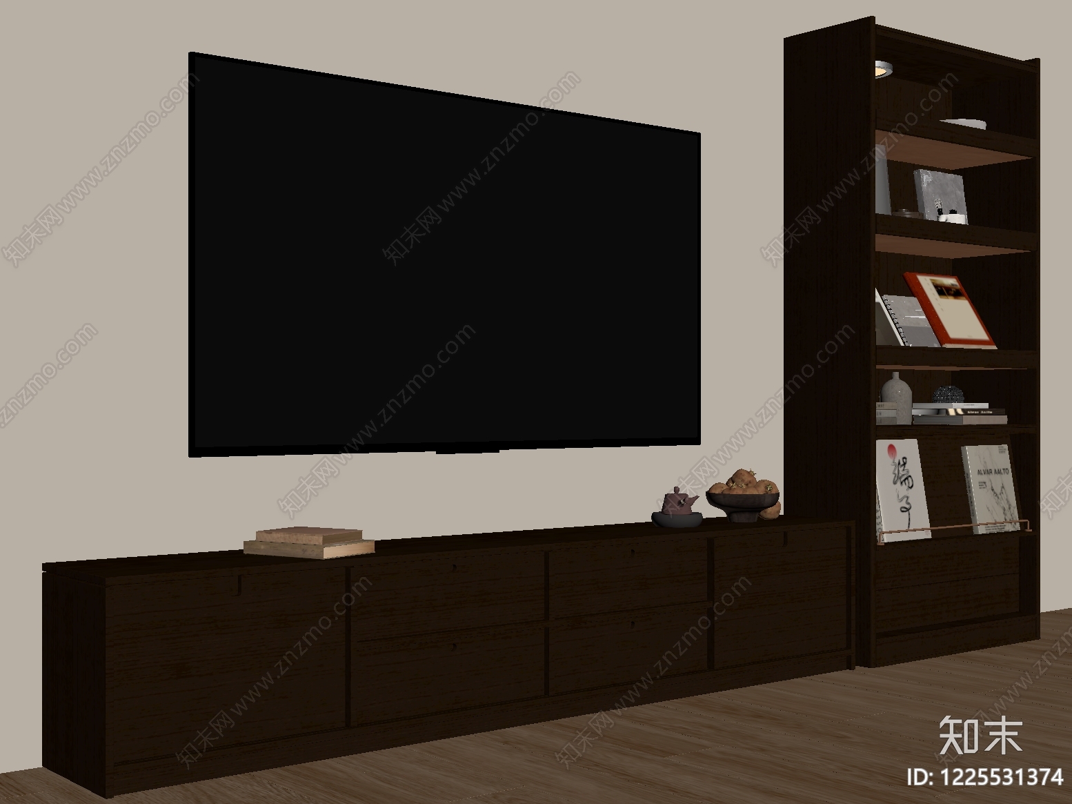 现代简约电视柜SU模型下载【ID:1225531374】