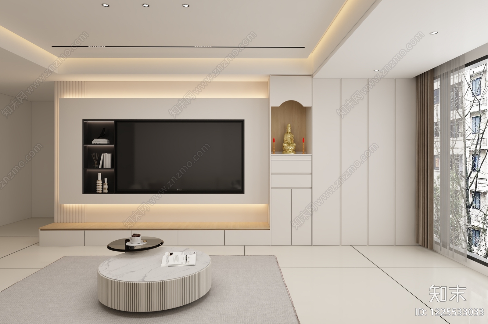 现代简约家居客厅3D模型下载【ID:1225533033】