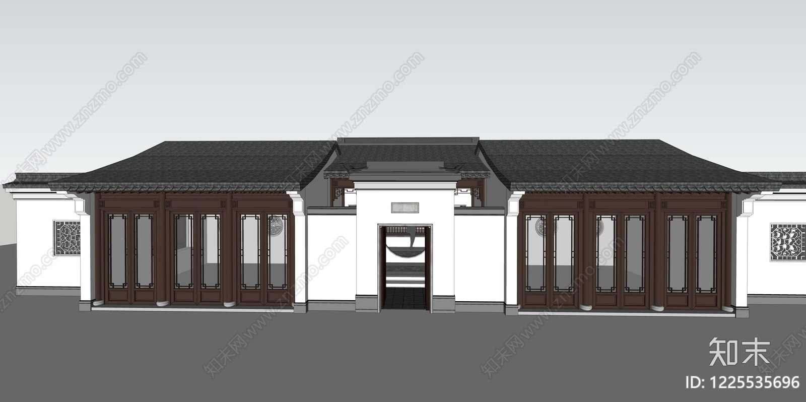 中式古建四合院SU模型下载【ID:1225535696】