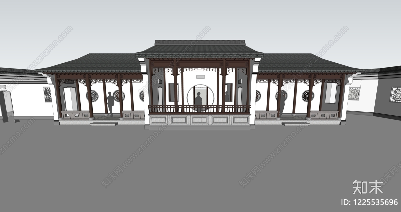 中式古建四合院SU模型下载【ID:1225535696】