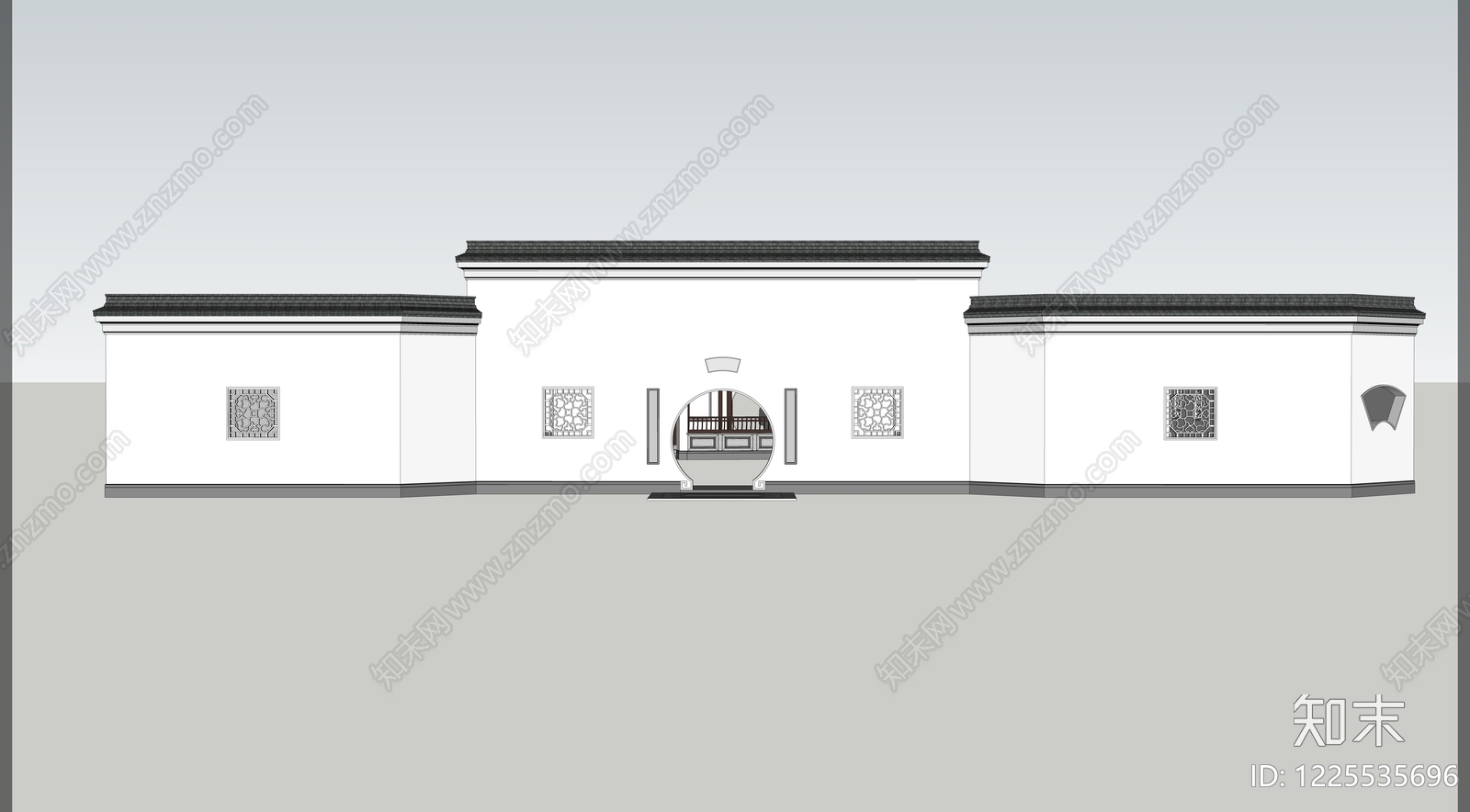 中式古建四合院SU模型下载【ID:1225535696】