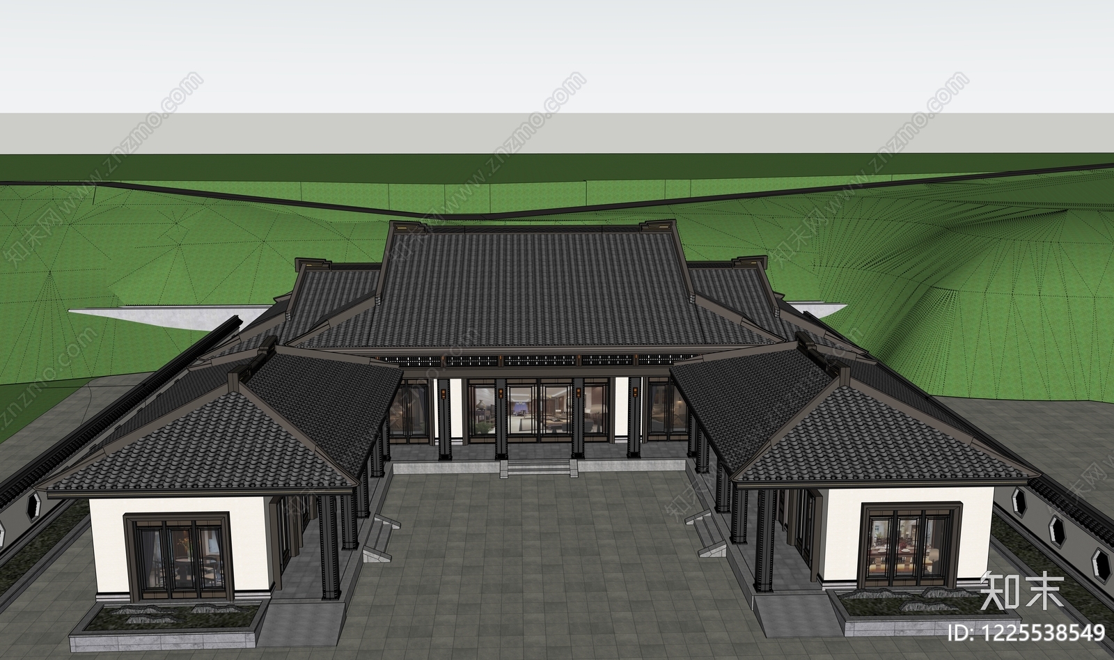 新中式四合院SU模型下载【ID:1225538549】