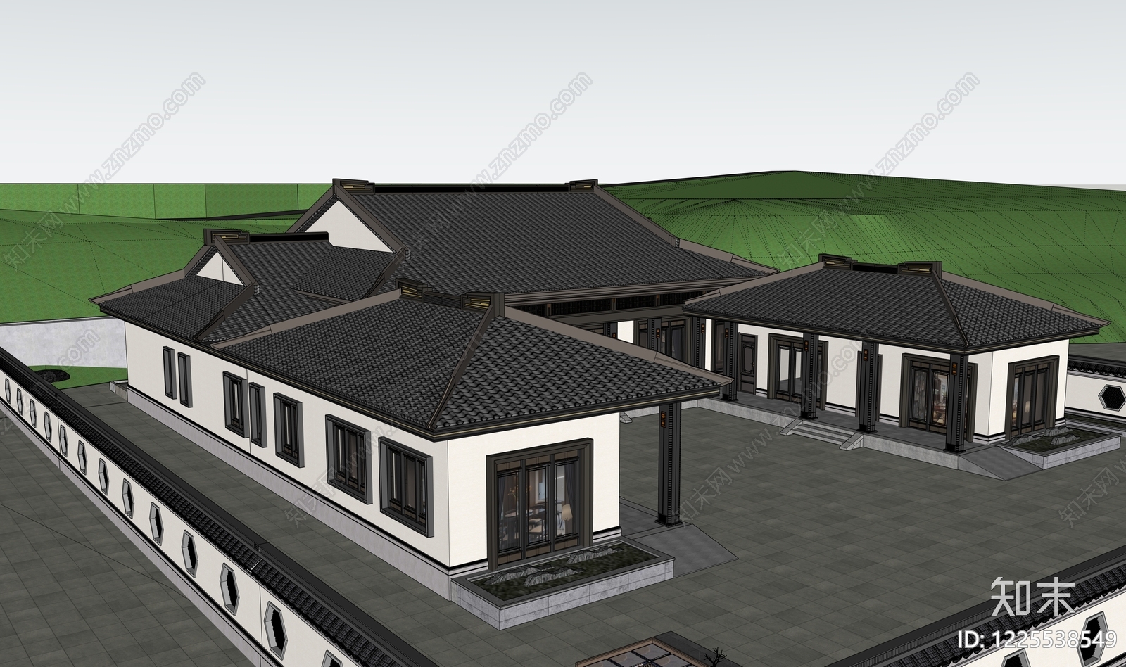 新中式四合院SU模型下载【ID:1225538549】