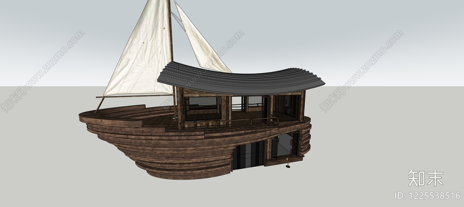 中式风格建筑SU模型下载【ID:1225538516】