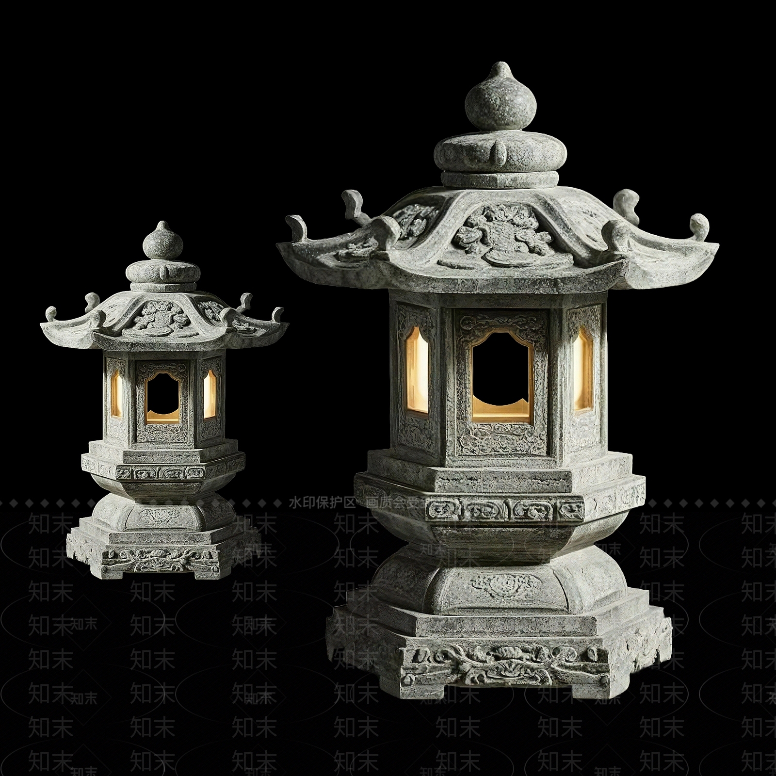 中式庭院灯3D模型下载【ID:1225538682】