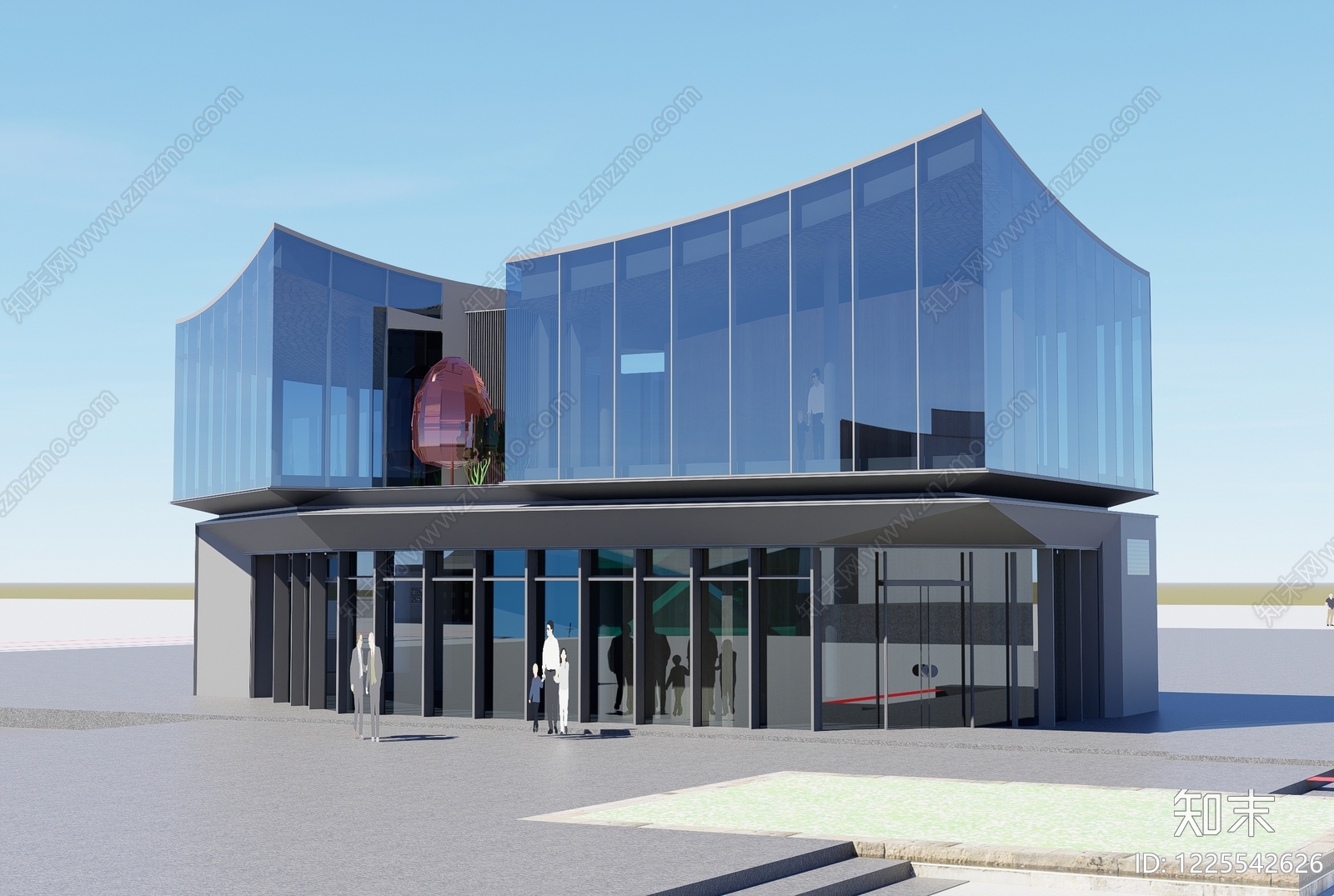 新中式小公建SU模型下载【ID:1225542626】