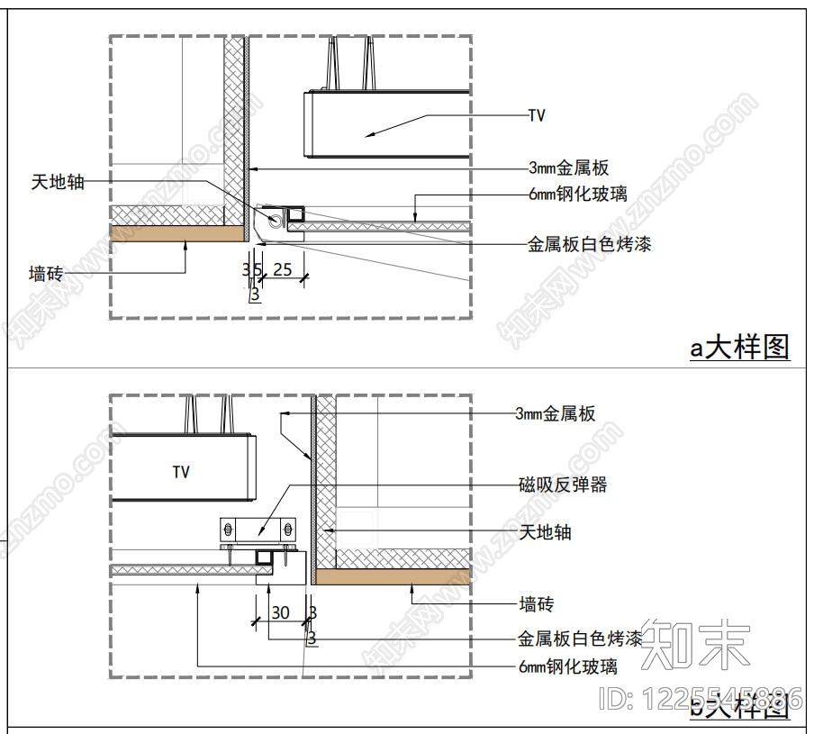 玻璃门节点cad施工图下载【ID:1225545886】