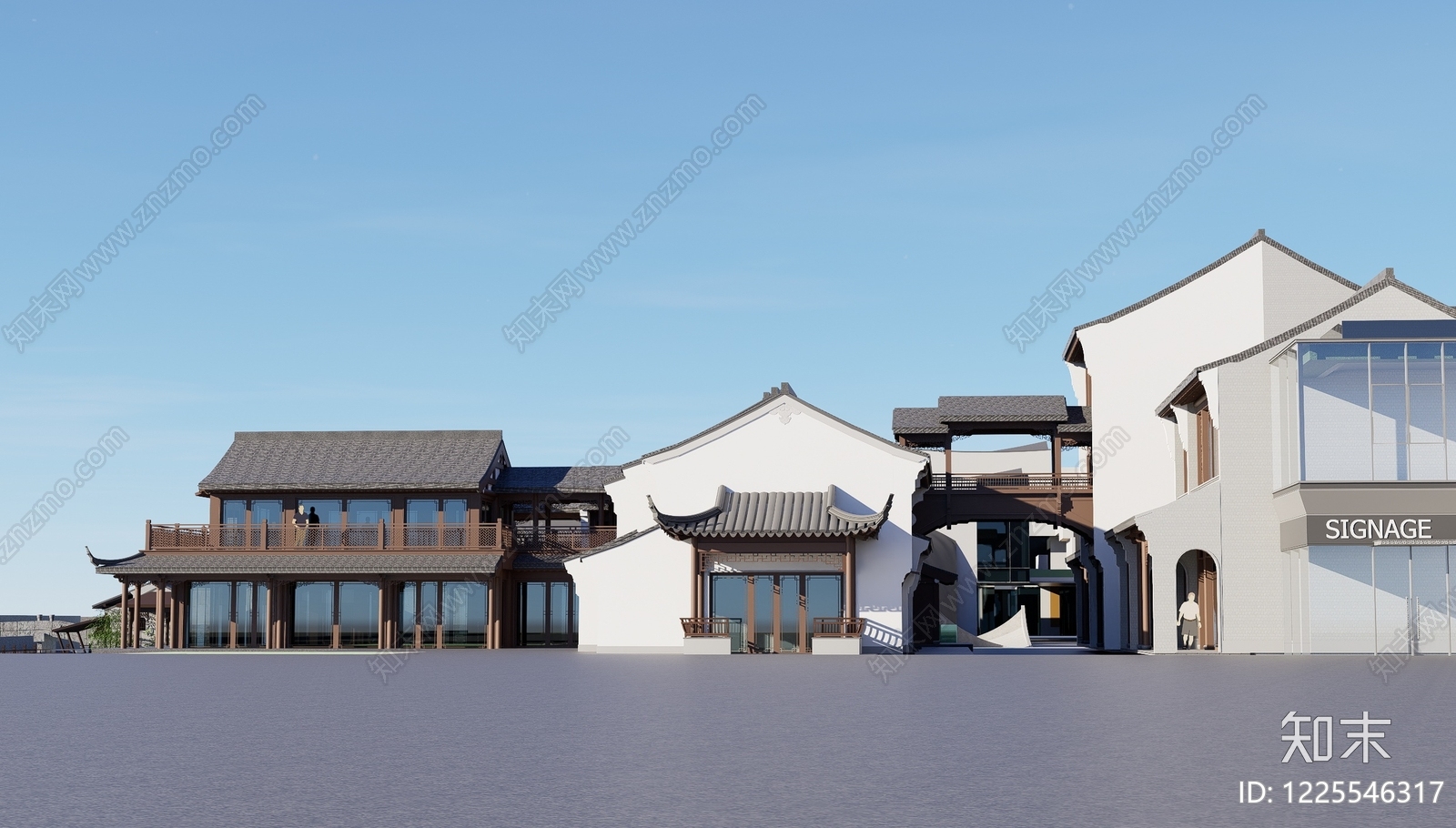 新中式古建筑SU模型草图