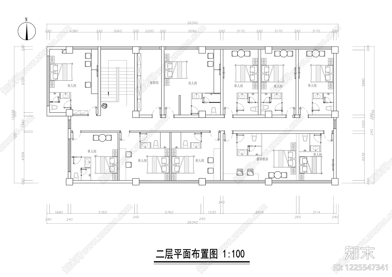 民宿cad施工图下载【ID:1225547341】