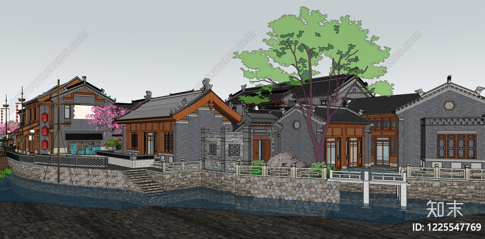 中式古建商业街SU模型草图