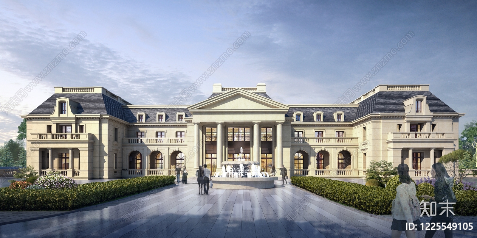 欧式古建风格建筑SU模型草图