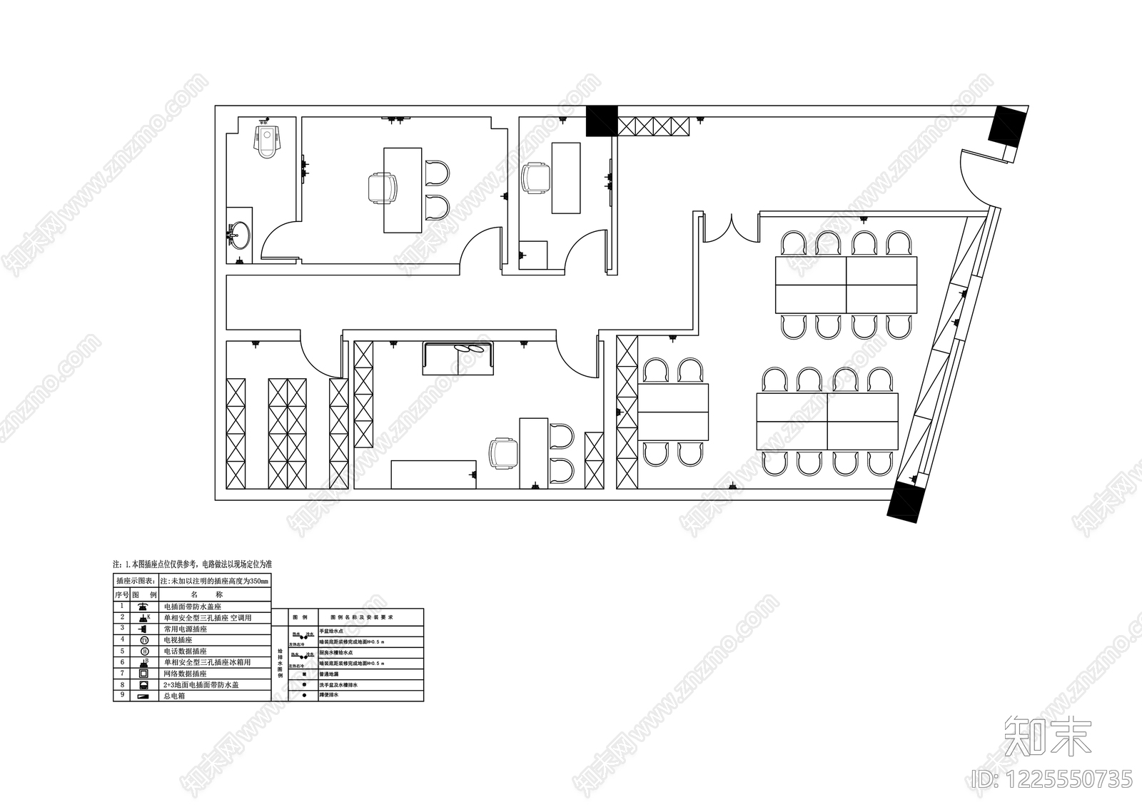 整体办公空间cad施工图下载【ID:1225550735】