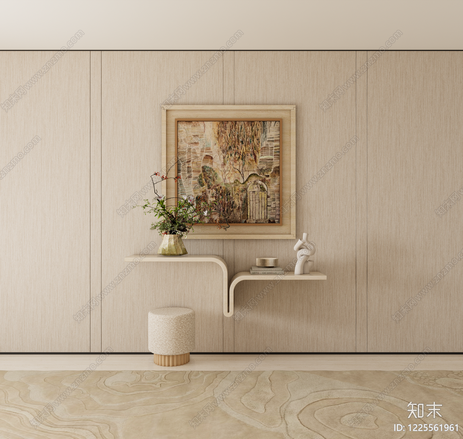 奶油风玄关SU模型下载【ID:1225561961】