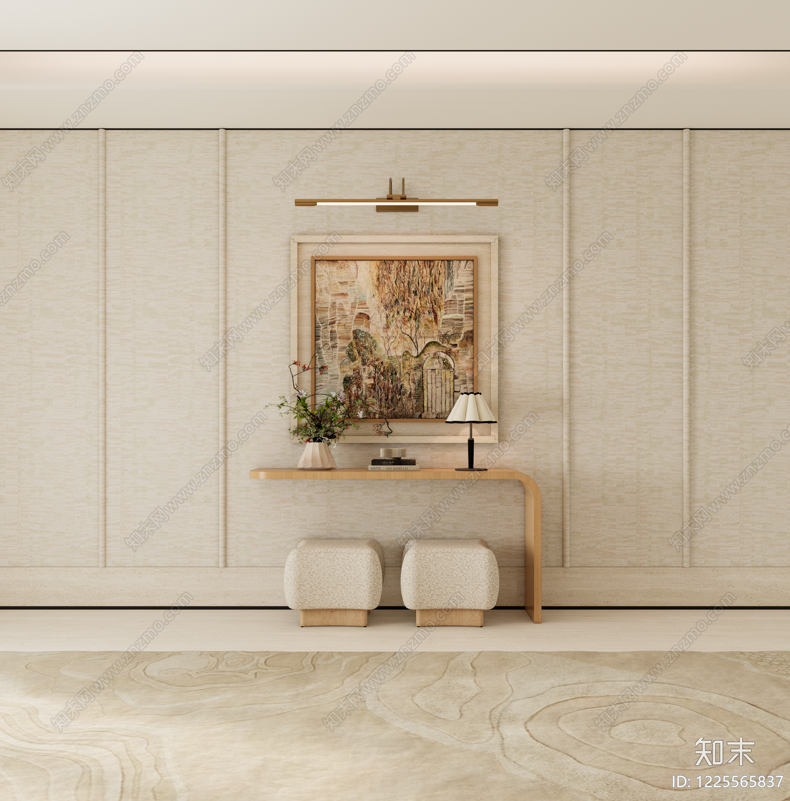 奶油风玄关SU模型下载【ID:1225565837】