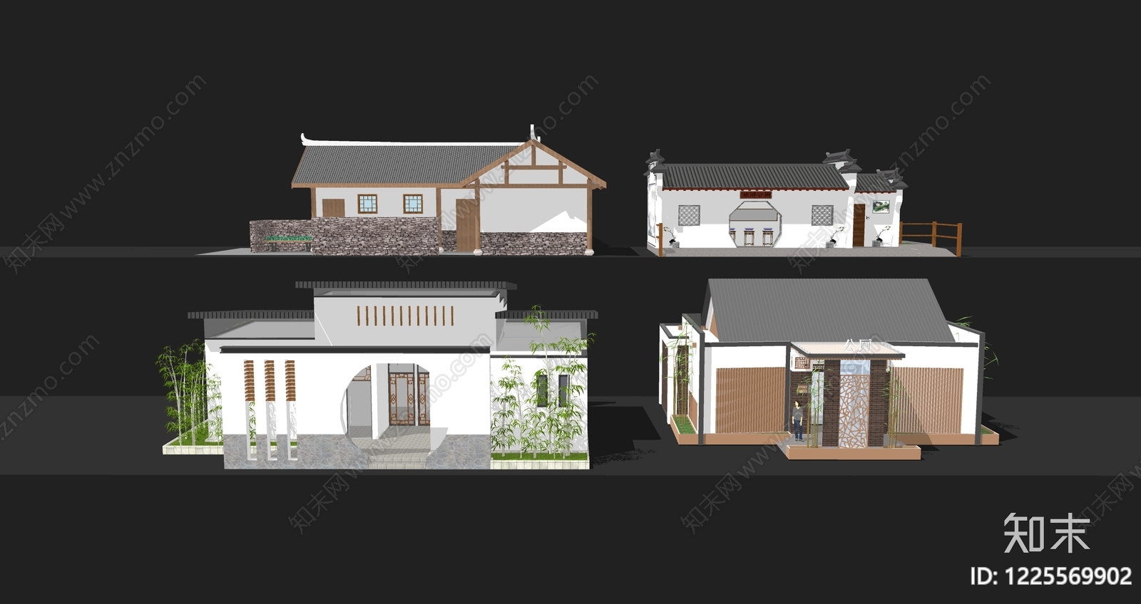 新中式其他景观小建筑SU模型下载【ID:1225569902】
