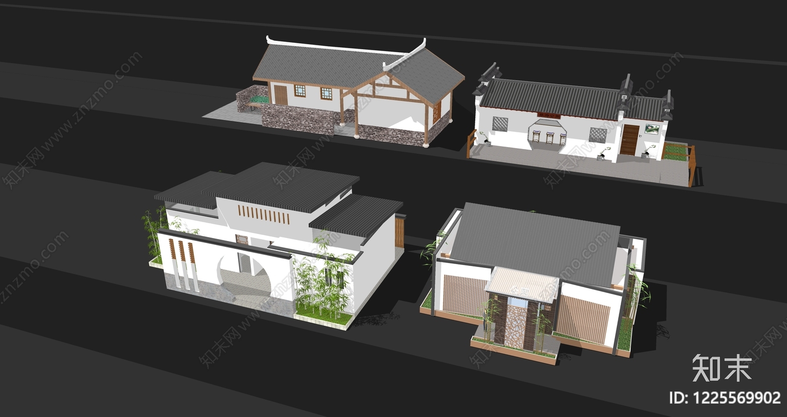 新中式其他景观小建筑SU模型下载【ID:1225569902】