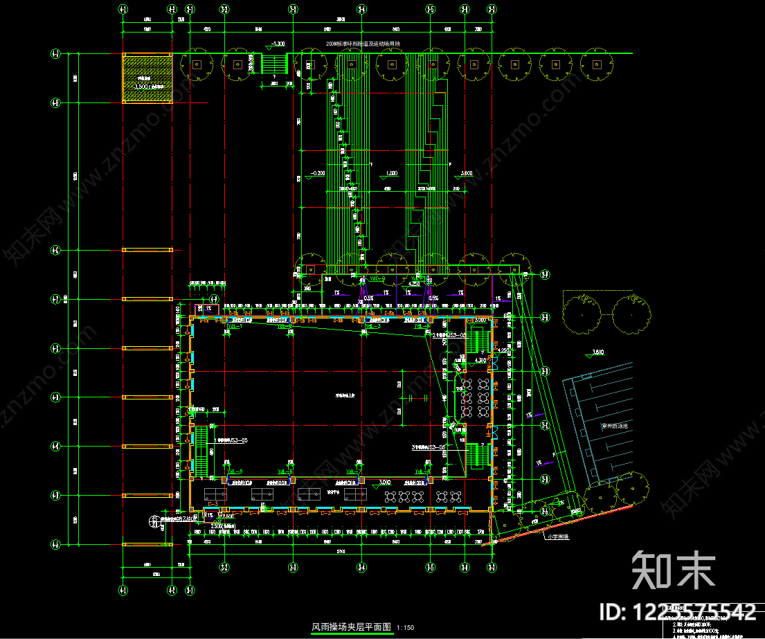 体育馆建筑cad施工图下载【ID:1225575542】