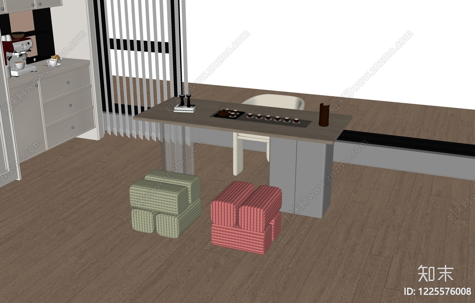 现代茶桌椅SU模型下载【ID:1225576008】