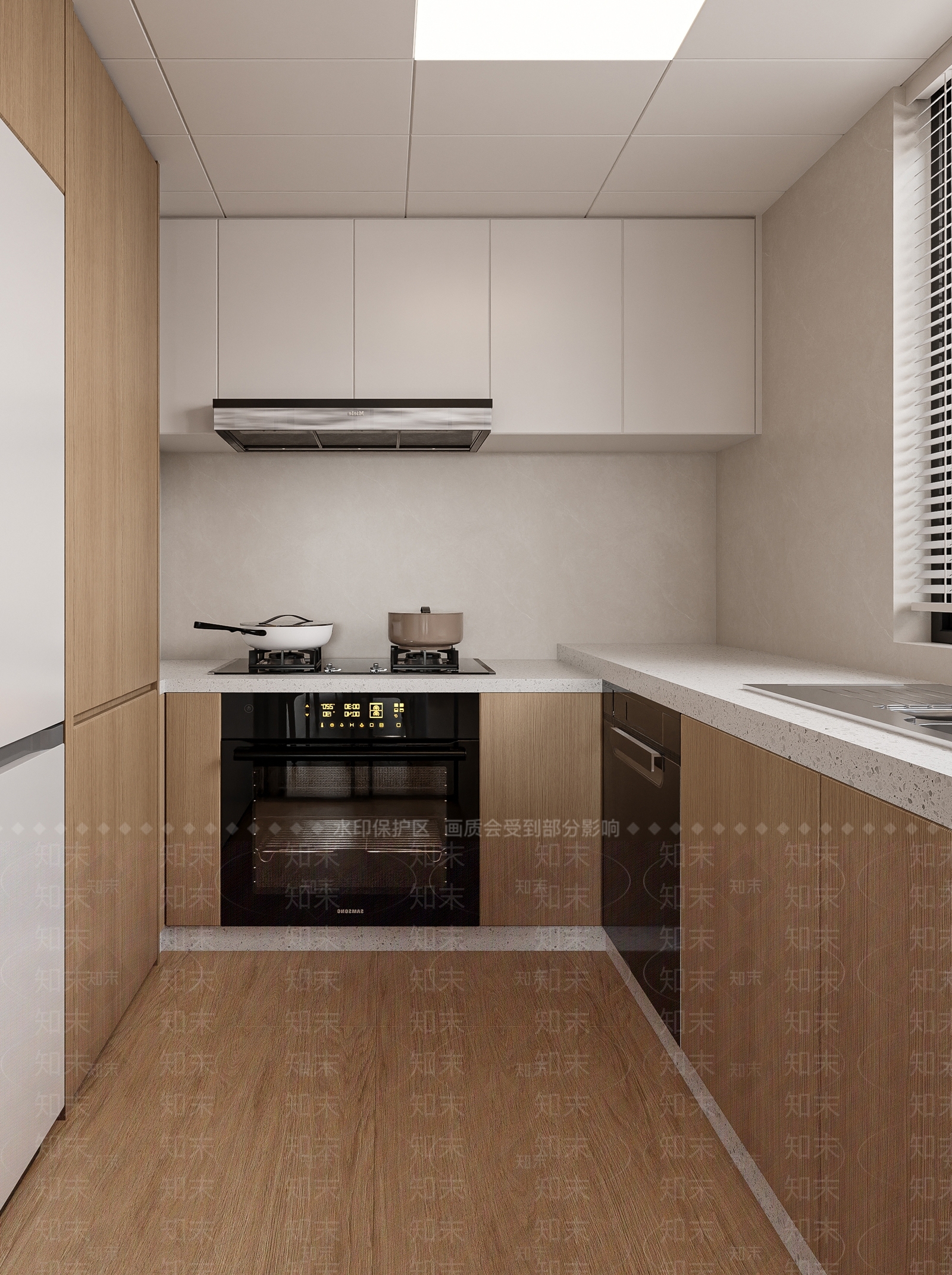 现代简约封闭式厨房3D模型下载【ID:1225593454】